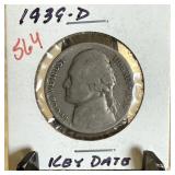 1939-D JEFFERSON NICKEL KEY DATE