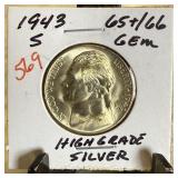 1943-S JEFERSON SILVER WAR NICKEL HIGH GRADE