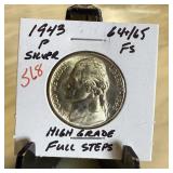1943-P JEFFERSON SILVER WAR NICKEL FULL STEPS