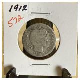 1912 BARBER SILVER DIME