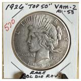 1926 TOP 50 VAM 2 PEACE SILVER DOLLAR DOUBLE DIE