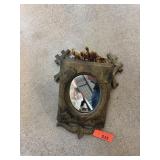 ANTIQUE TRENCH ART STYLE MIRRORED WALL POCKET