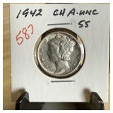 1942 MERCURY SILVER DIME BETTER