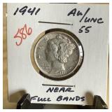 1941 MERCURY SILVER DIME NEAR FULL BANDS