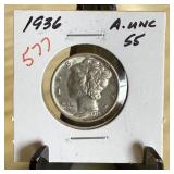 1936 MERCURY SILVER DIME BETTER GRADE