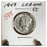 1943 MERCURY SILVER DIME BETTER