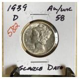 1939-D MERCURY SILVER DIME SCARCE DATE