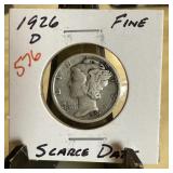 1926-D MERCURY SILVER DIME SCARCE DATE