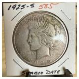 1925-S PEACE SILVER DOLLAR SCARCE DATE