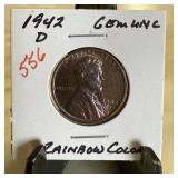 1942-D WHEAT PENNY CENT RAINBOW HIGH GRADE