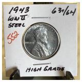 1943 WHEAT PENNY CENT STEEL HIGH GRADE