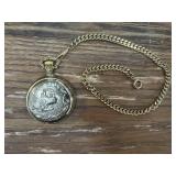 VINTAGE WESTCLOX TRAIN POCKET WATCH WITH CHAIN