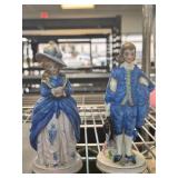 PAIR FRENCH FIGURINES BLUE WHITE BOY GIRL