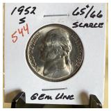 1952-S JEFFERSON NICKEL GEM UNC