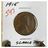 1915 SCARCE DATE WHEAT PENNY CENT