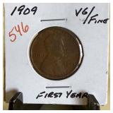 1909 WHEAT PENNY CENT FIRST YEAR