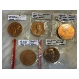 5PC BRONZE COINS / TOKENS