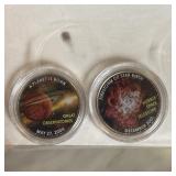 2PC COLORIZED HALF DOLLARS / SPACE MILESTONES