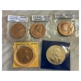5 PC BRONZE MEDALS / TOKENS