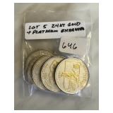 LOT OF 5 24K GOLD / PLATINUM ENHANCED QUARTERS