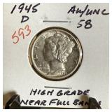 1945-D MERCURY SILVER DIME HIGH GRADE