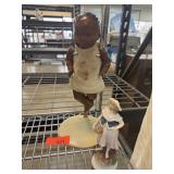ANTIQUE BABY DOLL WITH STAND PLUS FIGURINE
