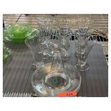 SET OF ETCHED GLASS LUNCHEON PLATES AND CUPS