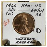 1960-D/D MEMORIAL PENNY CENT RPM-112 SMALL DATE