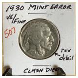 1930 BUFFALO NICKEL CLASHED DIES