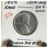 1943 STEEL WHEAT PENNY CENT DDR-003 UNC