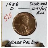 1938-D WHEAT PENNY CENT RARE DOUBLE DIE HIGH GRADE