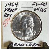 1964 PROOF REV SILVER WASHINGTON QUARTER FS901