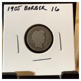 1905 BARBER SILVER DIME