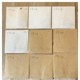 LOT OF 10 1910 WHEAT PENNIES CENTS