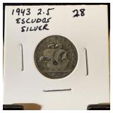 1943 2.5 ESCUDOS SILVER