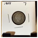 1904 BARBER SILVER DIME
