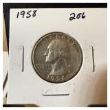 1958 WASHINGTON SILVER QUARTER