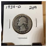 1939-D WASHINGTON SILVER QUARTER