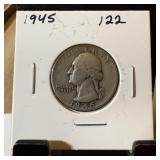 1945 WASHINGTON SILVER QUARTER
