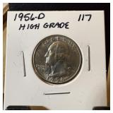 1956-D WASHINGTON SILVER QUARTER HIGH GRADE