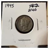1945 MERCURY SILVER DIME
