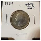 1934 WASHINGTON SILVER QUARTER