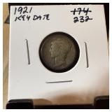 1921 MERCURY SILVER DIME KEY DATE