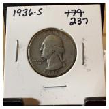 1936-S WASHINGTON SILVER QUARTER
