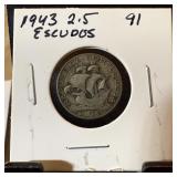 1943 2.5 SILVER ESCUDOS