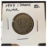 1944 1 FRANC SILVER