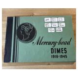MERCURY SILVER DIME BOOK COMPLETE BESIDES 3