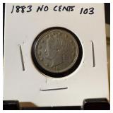 1883 LIBERTY V NICKEL NO CENTS BETTER