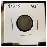 1913-S BARBER SILVER DIME