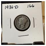 1936-D MERCURY SILVER DIME